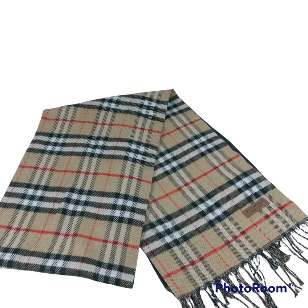Burberry Fringe Bold Check Wide Scarf - Picture 2 of 8